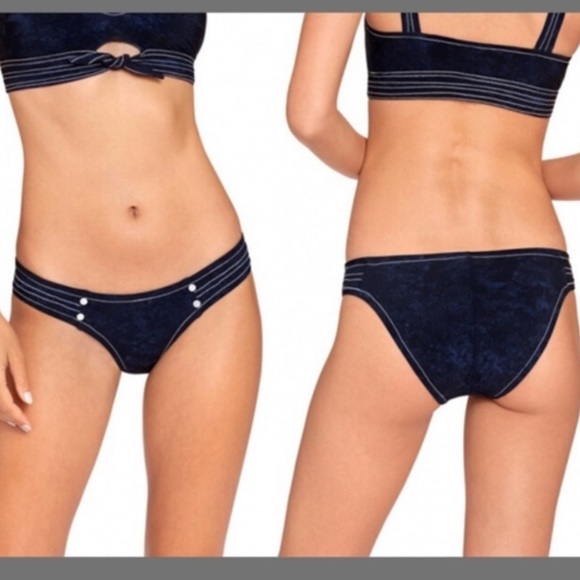 Robin Piccone Valeria Tab Side Bikini Bottom Blue New With Tags Size Small - Picture 10 of 10